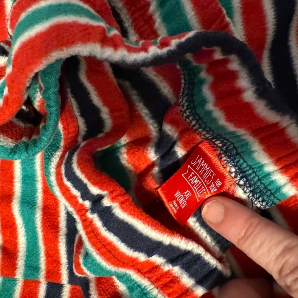 Cozy set of Holiday Christmas Pajama pants Candy Cane Striped Men Woman Set! - Picture 6 of 7